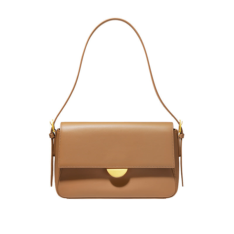 Women's Texture Underarm Fashion Retro Cowhide Design Versatile High Shoulder Bags