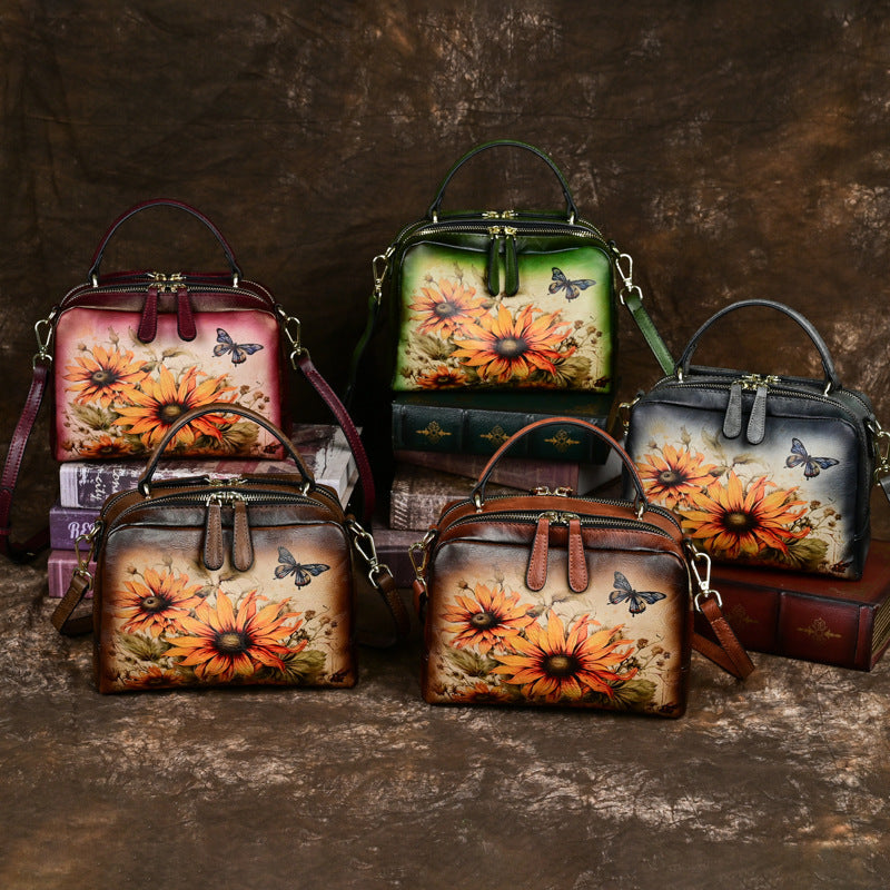 Women's Fashion Textured Retro Painted Niche Handbags