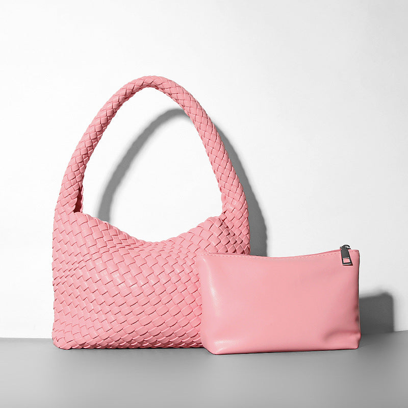 Women's Hand-woven Mother Soft Leather Underarm Lunch Shoulder Bags