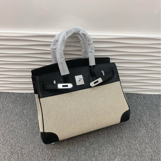 Women's Versatile Contrast Color Canvas With First Handbags