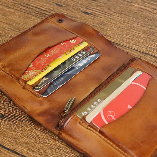 Hand-rub Color Top Layer Leather Distressed Men's Wallets