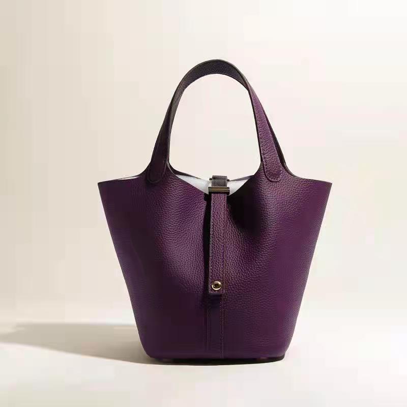 Women's Leather Vegetable Basket Layer Cowhide Large Handbags