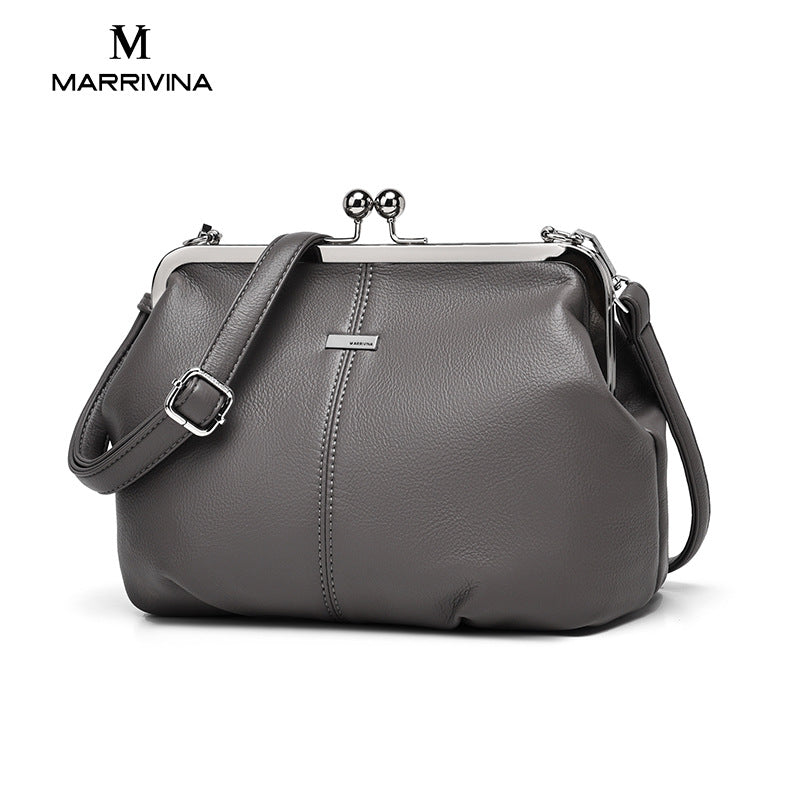 Women's Retro Clip Solid Color Large Capacity Crossbody Bags