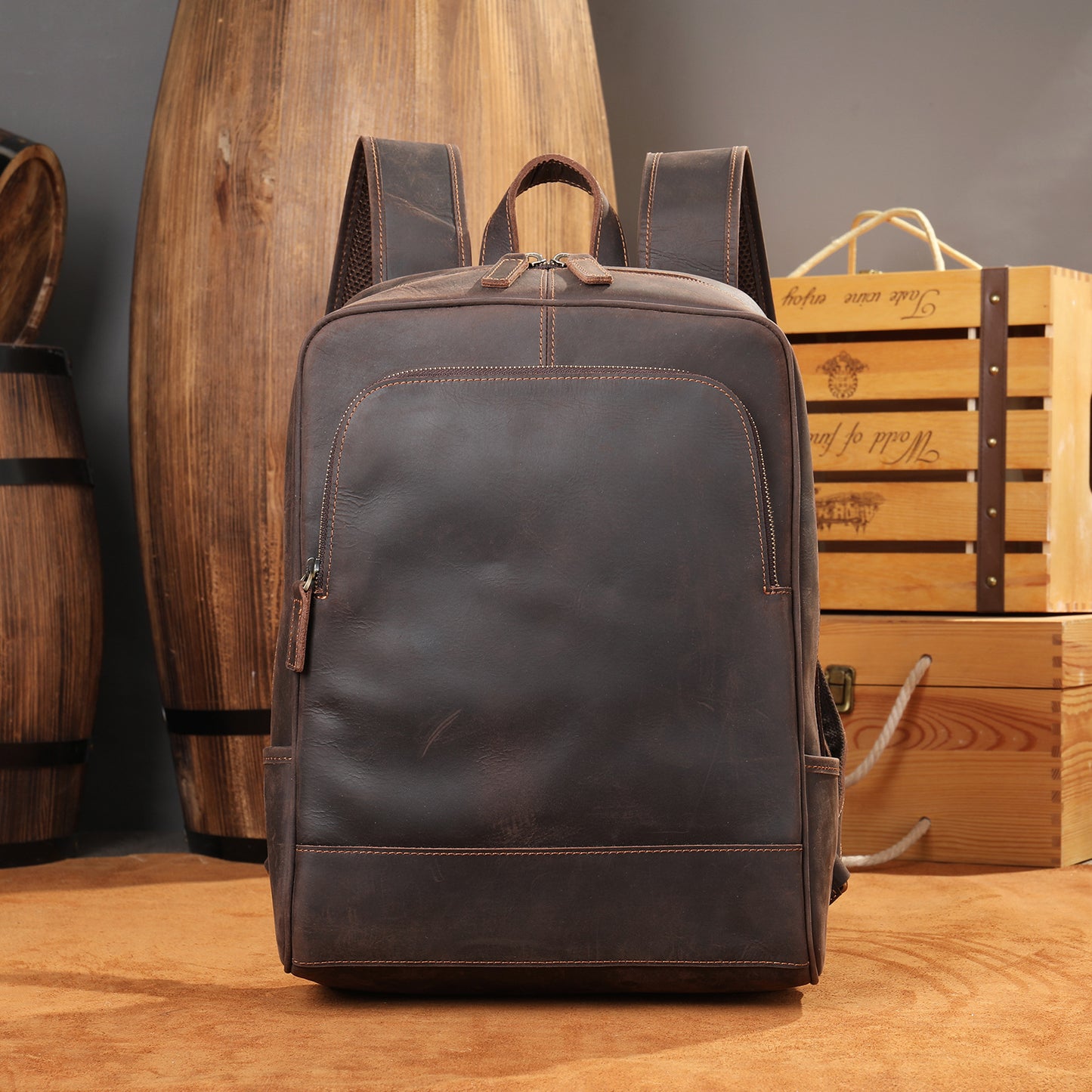 Graceful Elegant Men's Leather Cowhide Retro Backpacks