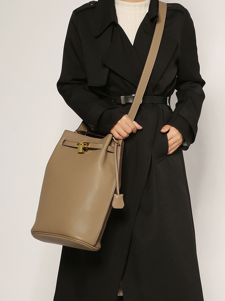 Women's Capacity Lychee Pattern Platinum Kelly Handbags