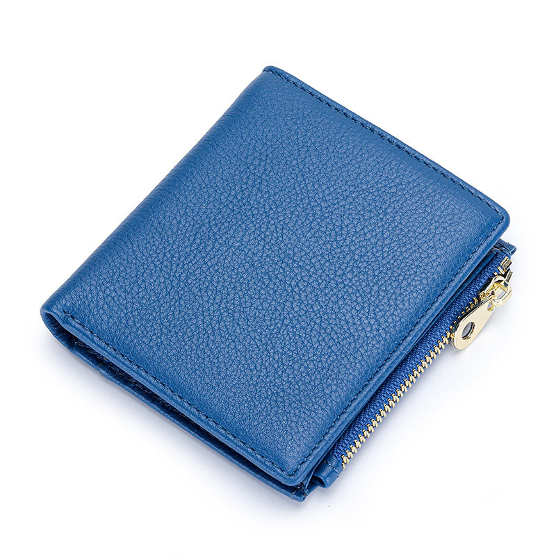 Women's Pure Leather Short High-grade First Layer Cowhide Natural Ladies Wallets