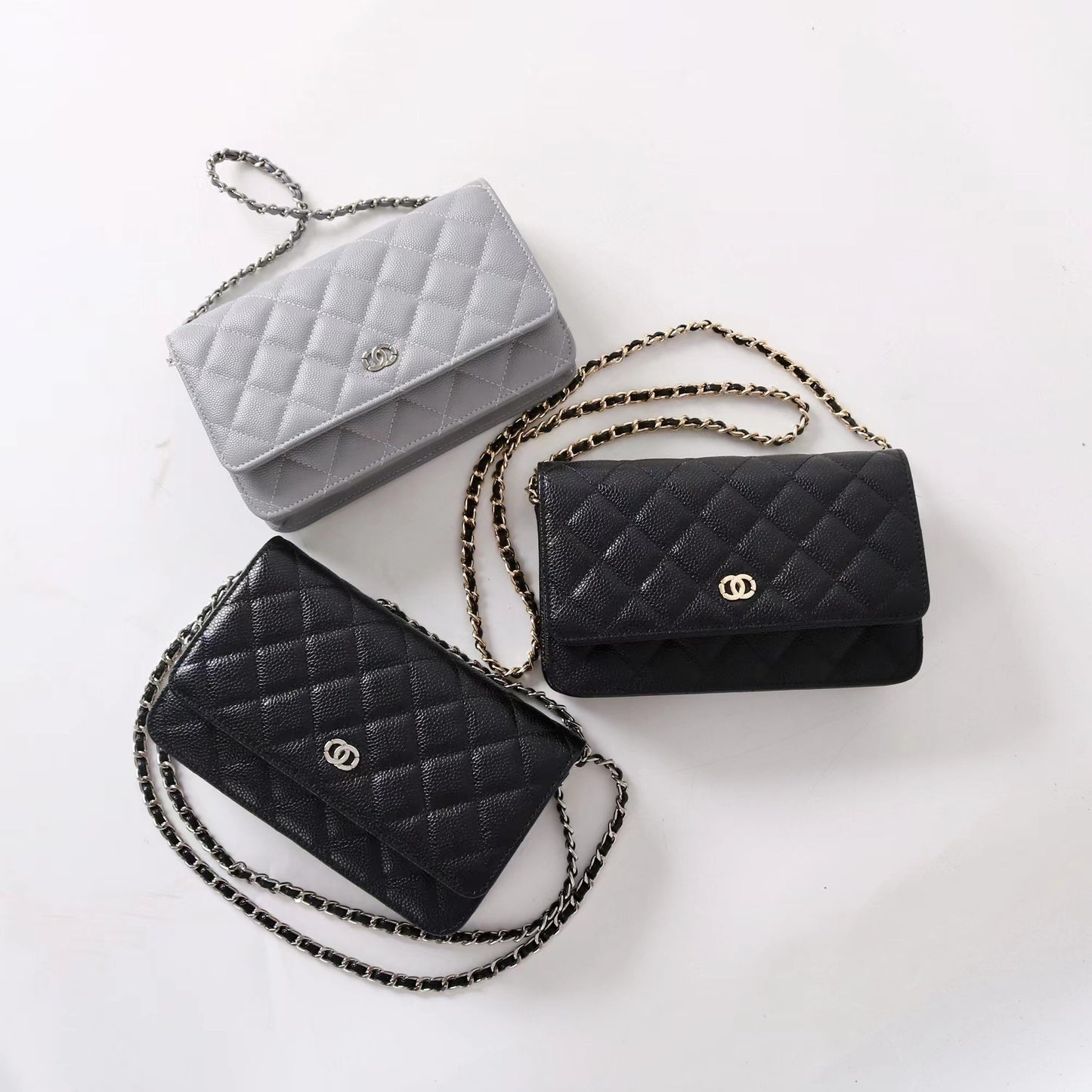 Caviar Genuine Leather Rhombic Fashion Cattlehide Bags