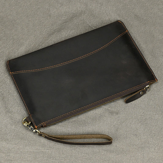 Men's Clutch Crazy Horse Leather First Layer Bags