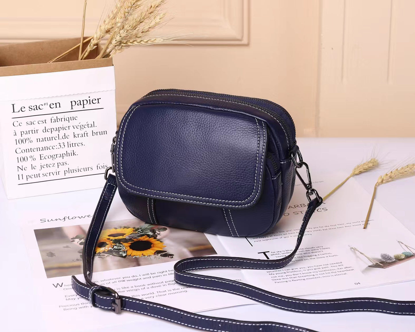 Women's Leather Korean Top Layer Cowhide Round Shoulder Bags