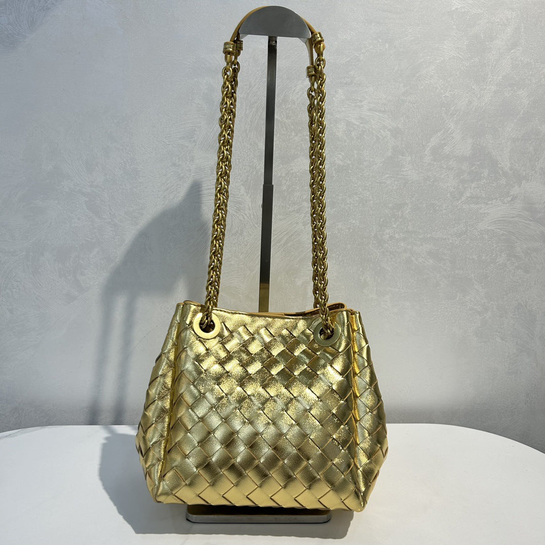 Women's Parachute Handmade Genuine Leather Woven Shoulder Bags