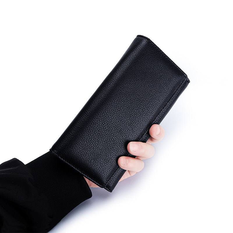 Women's Natural Fall Long Simple Genuine Leather Large Ladies Wallets