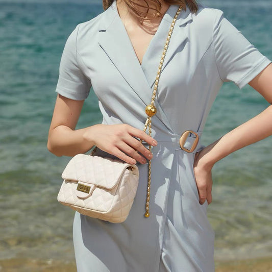 Women's Genuine Leather Trendy Summer Golden Ball Fat Crossbody Bags
