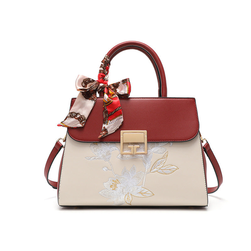 Women's Lotus Embroidery Commuter Large Capacity Mom Bags