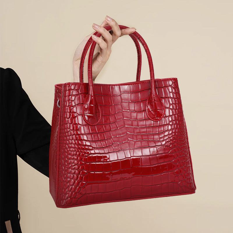 Women's Genuine Leather Crocodile Pattern High-grade Large Handbags