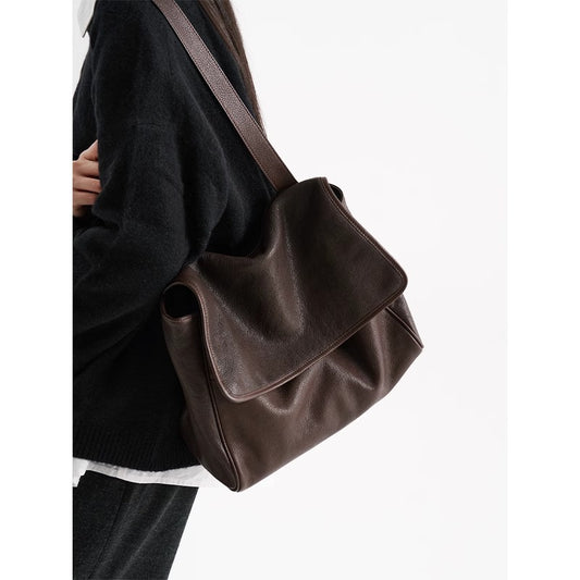Women's Tanned Leather Cowhide Flip Vintage Soft Crossbody Bags
