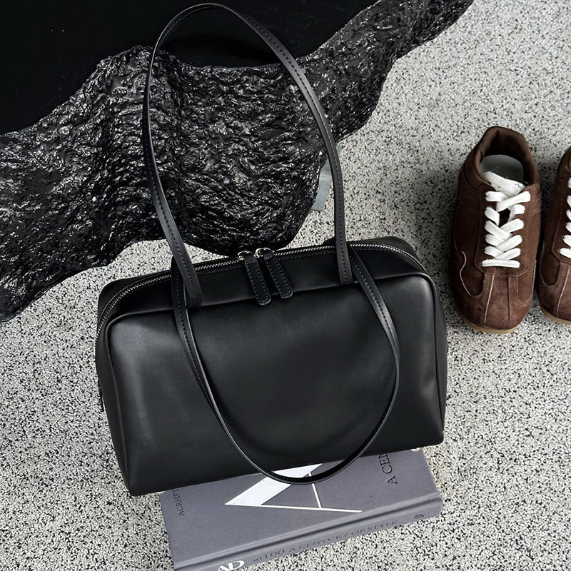 Genuine Leather Big Minimalist Retro Bowling Large Shoulder Bags