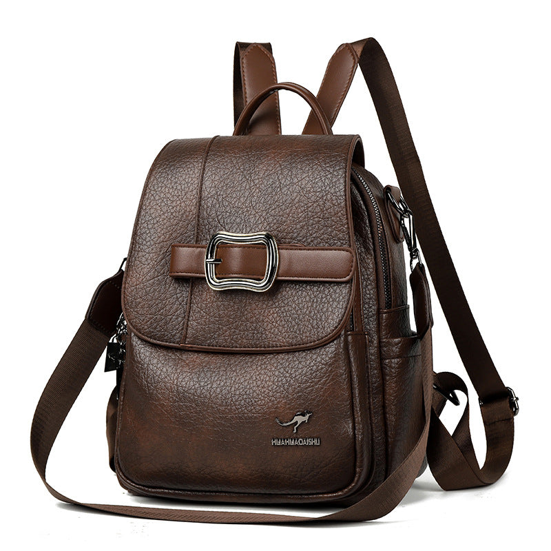 Women's Fashionable Large Capacity Leather Commuter Backpacks
