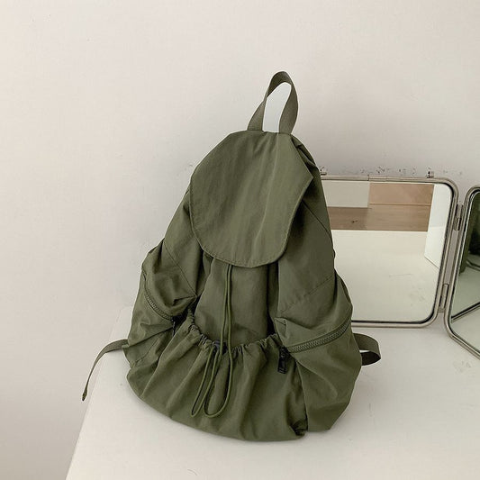Women's Pleated Drawstring Nylon Niche Trendy Large Backpacks