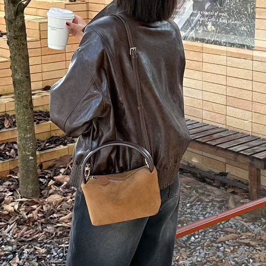 Women's Exquisite Suede Lunch Box Versatile Retro Handbags