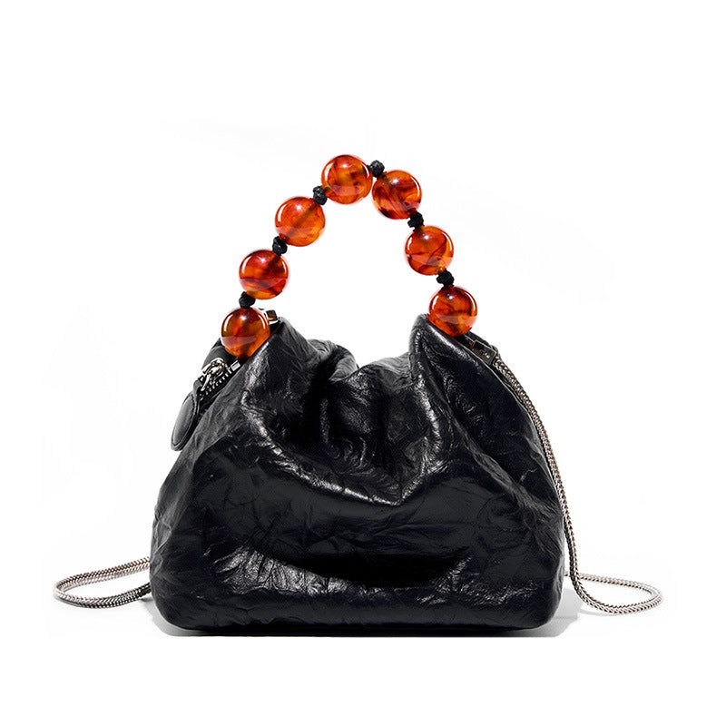 Women's Personalized Minority First Layer Cowhide Hand Grip Pattern Crossbody Bags