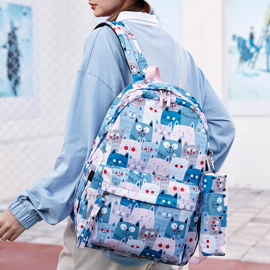 Women's Printed Large Capacity Three-piece Female Computer Backpacks