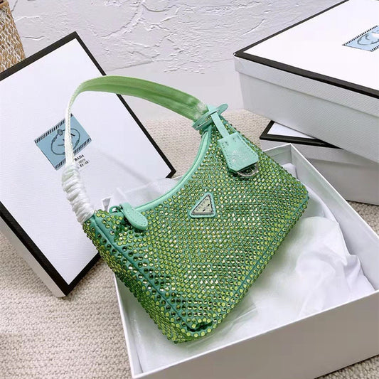 Women's Super Flash Czech Rhinestone Clutch Underarm Shoulder Bags