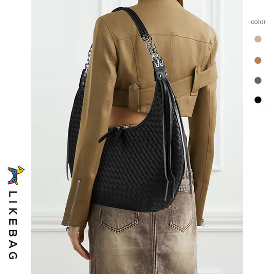 Women's Trendy Personality Tassel Chain Big Underarm Fashion Shoulder Bags