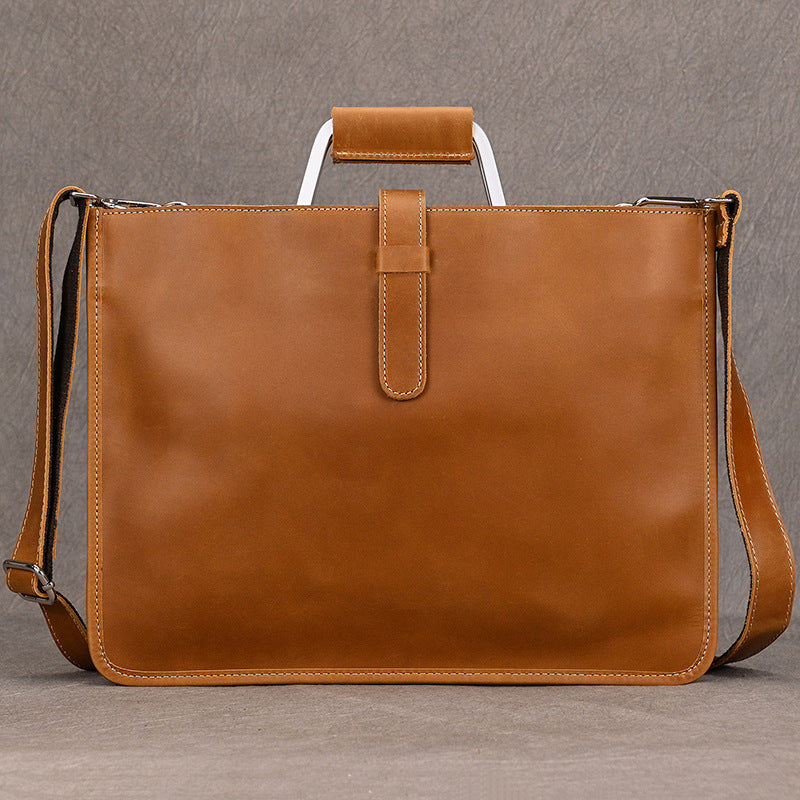 Men's Horse Leather Vintage Document Genuine Horizontal Men's Handbags