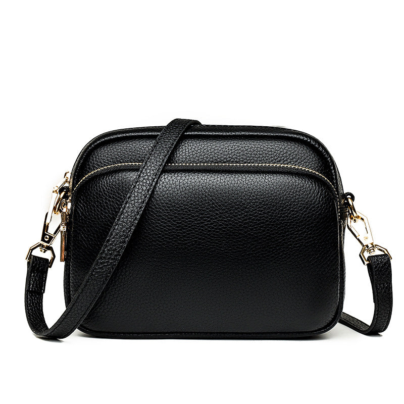 Women's Fashionable Simple Toe Cap Layer Cowhide Shoulder Bags