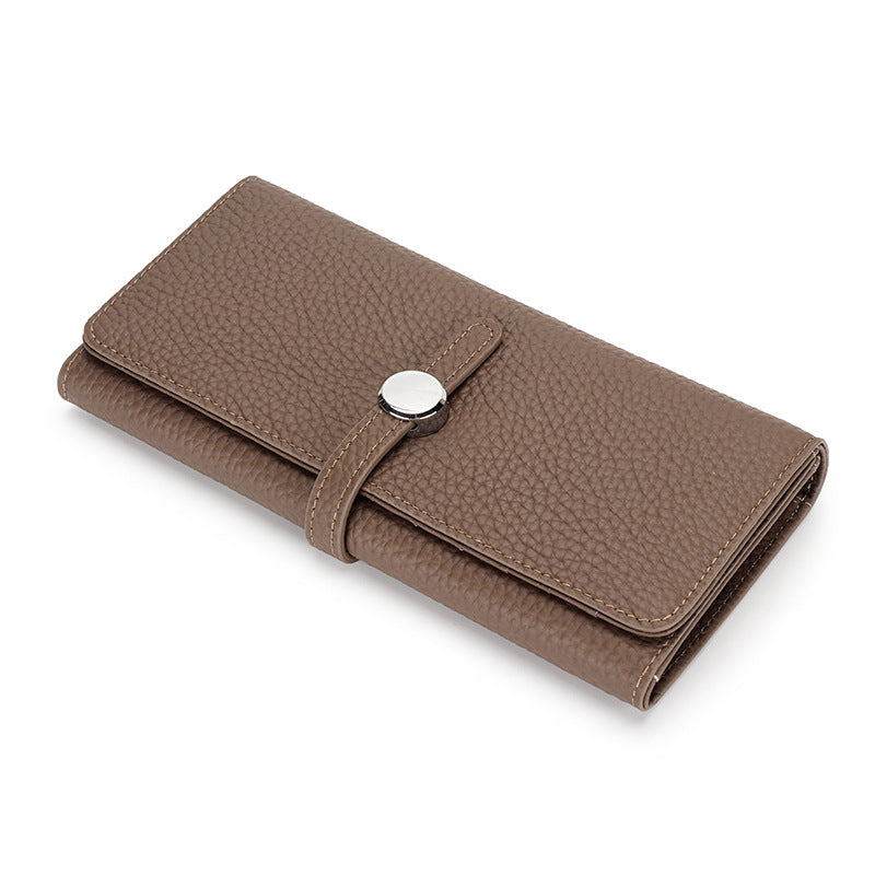 Women's Real Leather Long Large Capacity Pure Purses