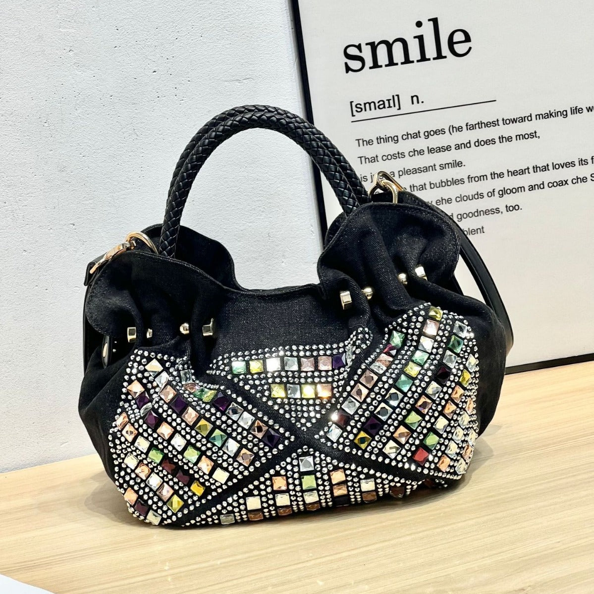 Korean Style Mini Fashion Canvas Rhinestone Handbags