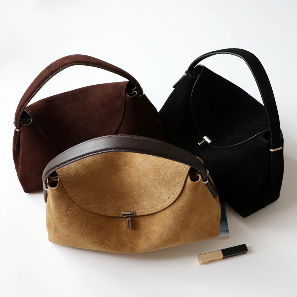 Large Capacity Commuter Retro Easy Matching Frosted Leather Handbags