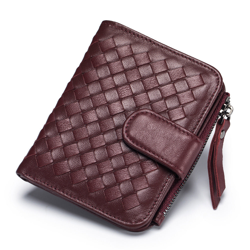 Women's Short Sheepskin Money Genuine Leather Classic Purses