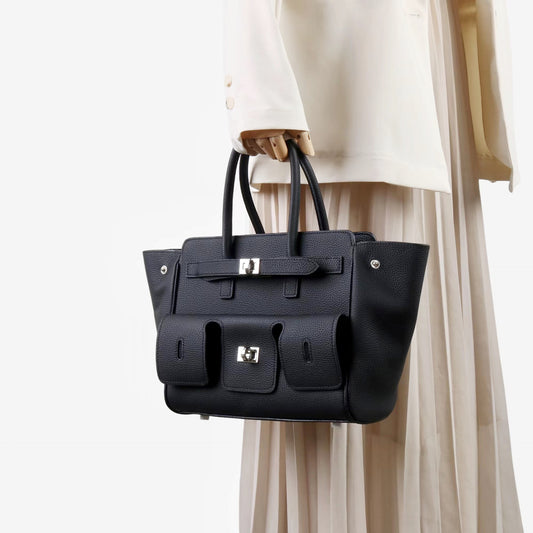 Women's Layer Cowhide Dark Locomotive Large Capacity Shoulder Bags