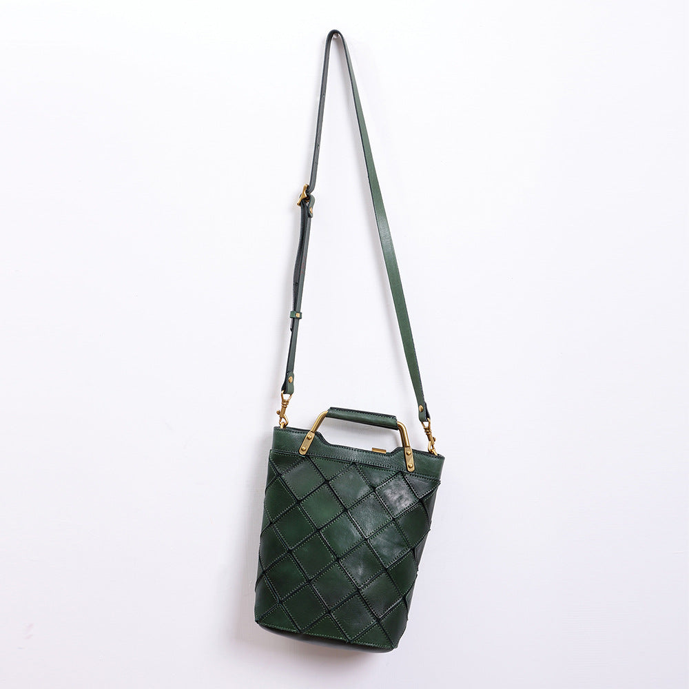 Women's Fashion Genuine Leather Retro Patchwork Crossbody Bags