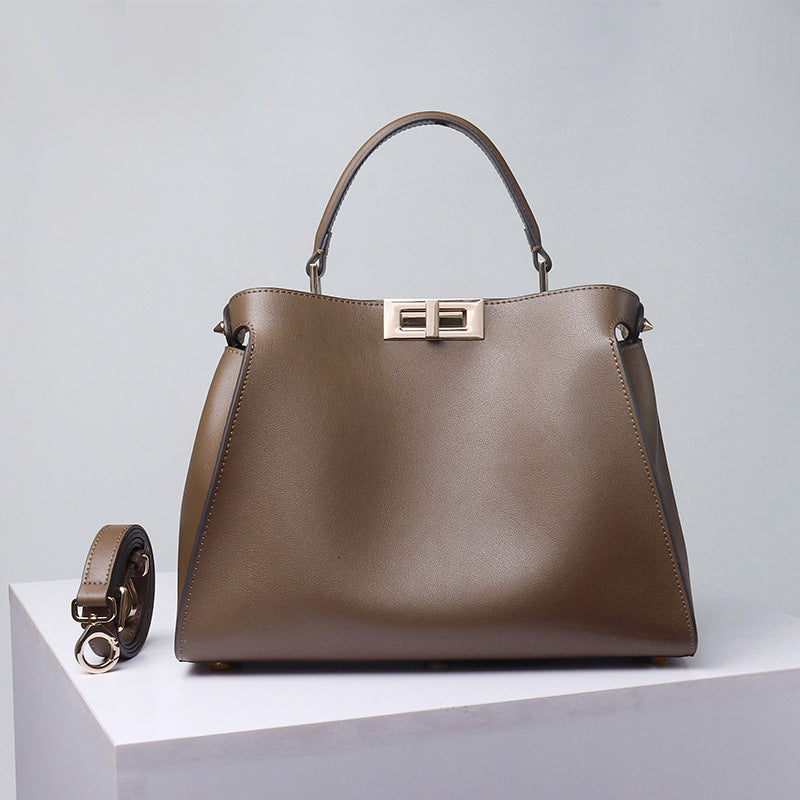 Women's Genuine Leather Professional Style Temperament Rotating Handbags
