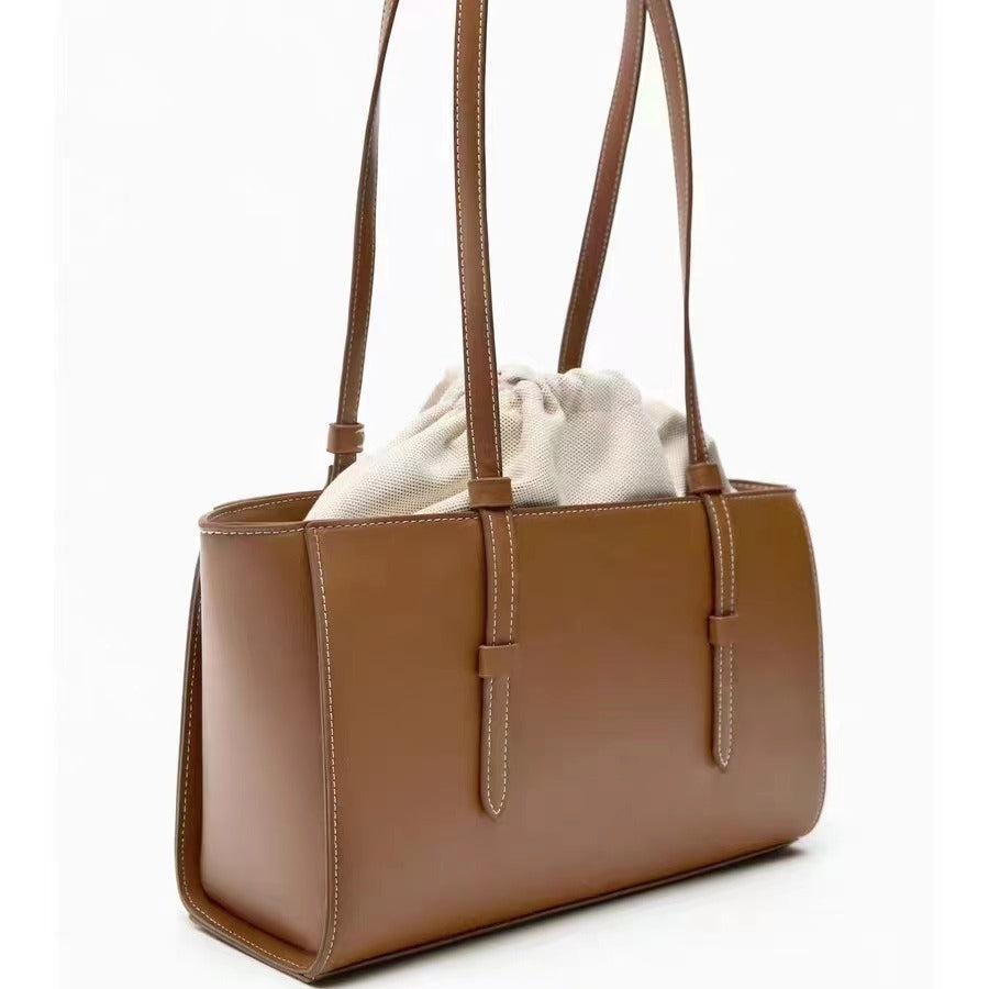 Women's Z Fashionable White City Style Drawstring Bundle Shoulder Bags