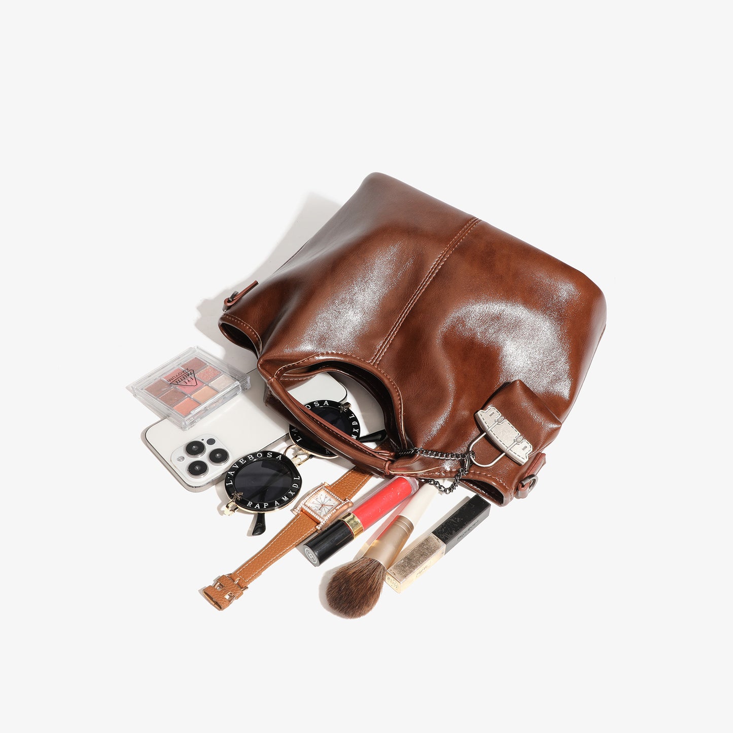 Women's Oil Wax Leather Big Fashionable Retro Tote Bags