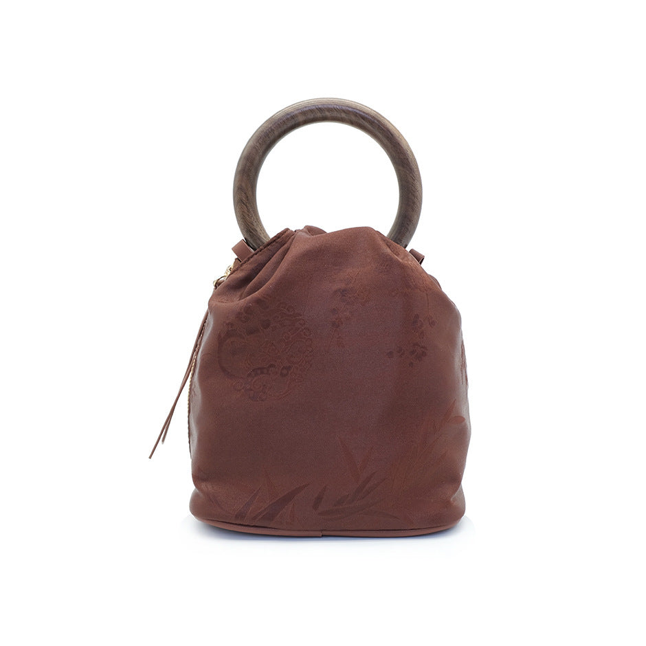 Yarn Wooden Chinese Style Hand Carrying Crossbody Bags