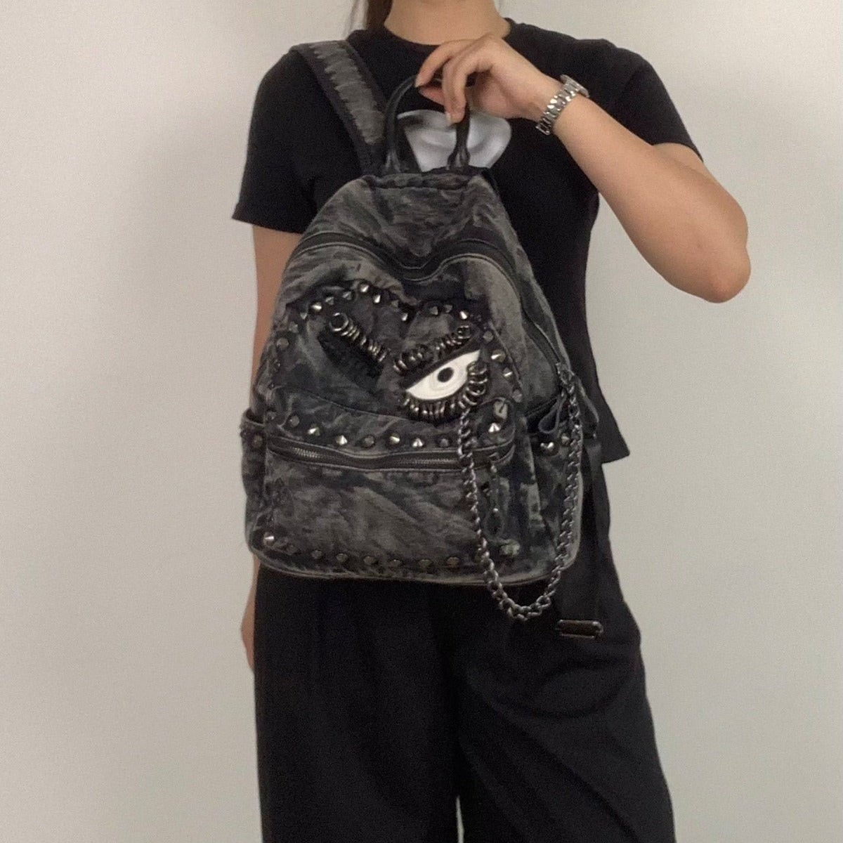 Women's Eye Rivet Chain Versatile Personalized Trendy Backpacks