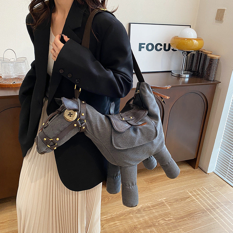 Women's Cartoon Funny Donkey Large Capacity Shoulder Bags