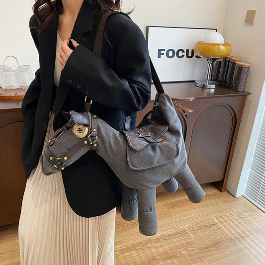 Women's Cartoon Funny Donkey Large Capacity Shoulder Bags