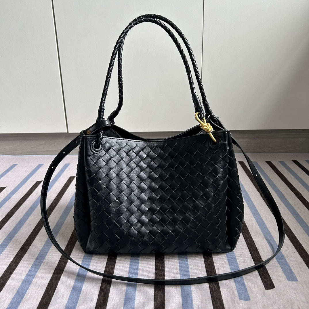Women's Large Parachute Leather Woven Portable Vegetable Crossbody Bags