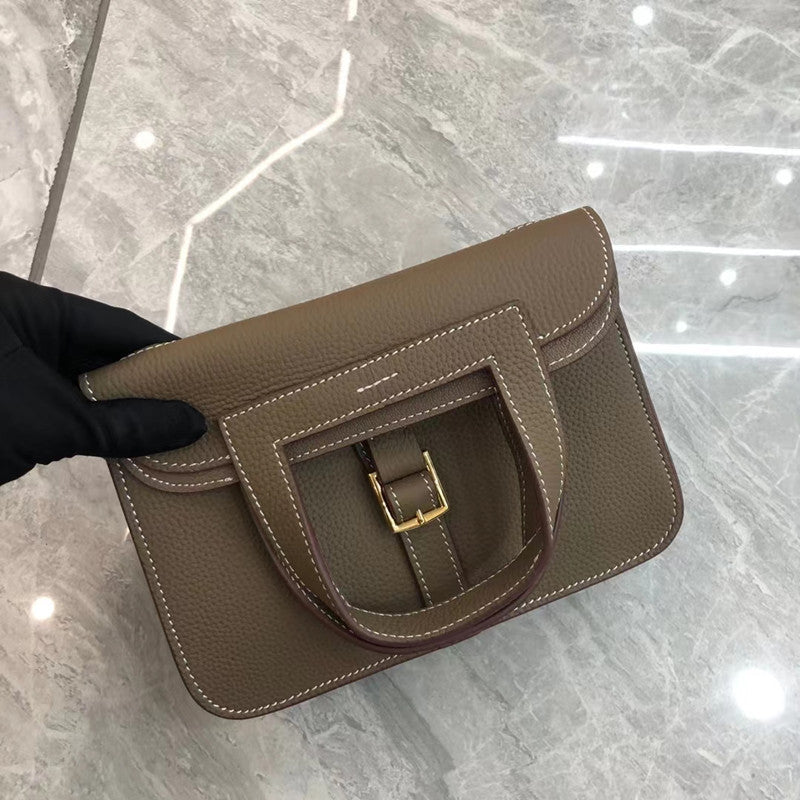 Women's Portable Lychee Pattern First Layer Cowhide Shoulder Bags