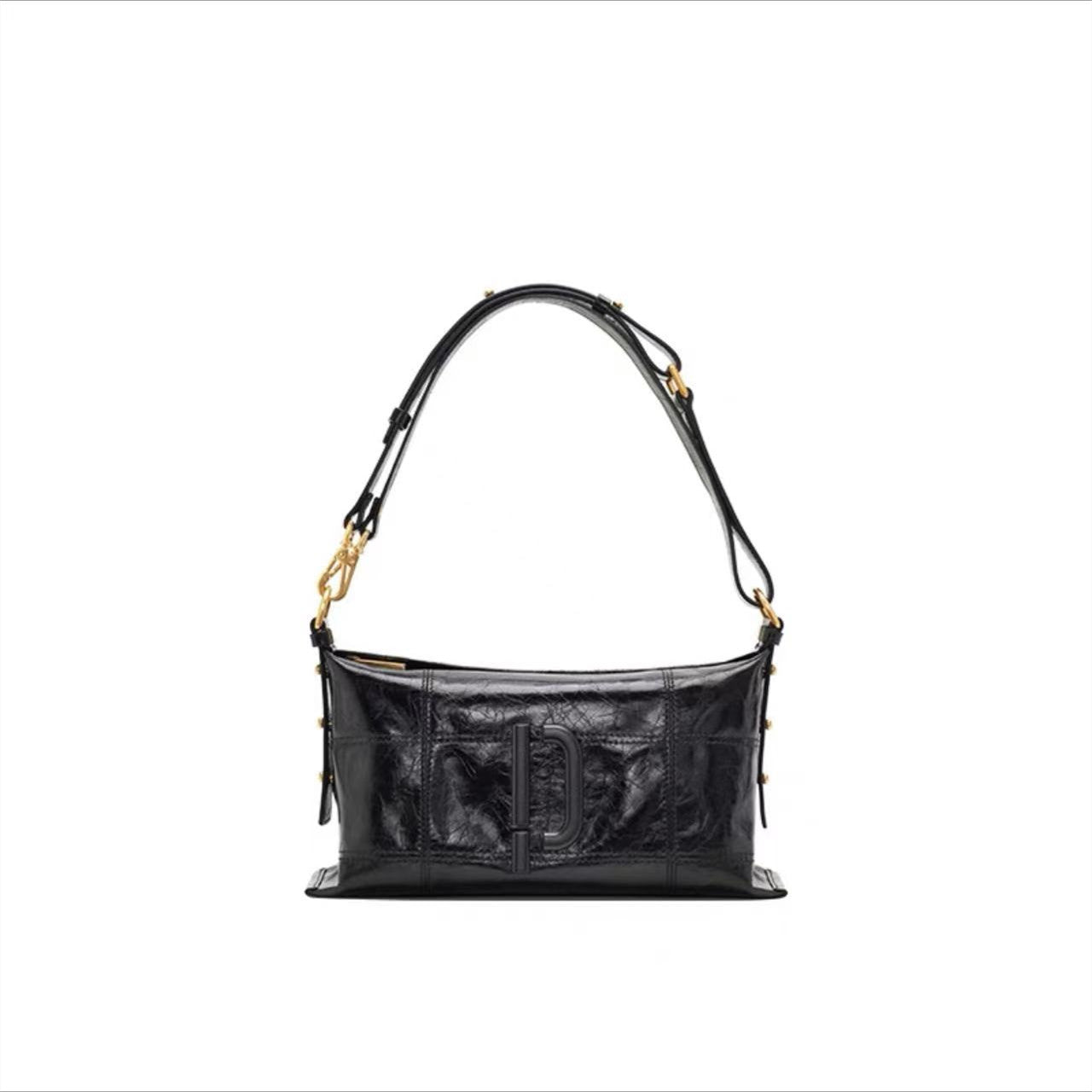 Women's Oil Wax Leather Burst Crack Large Shoulder Bags
