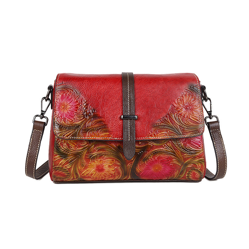 Summer First Layer Cowhide One Embossing Shoulder Bags
