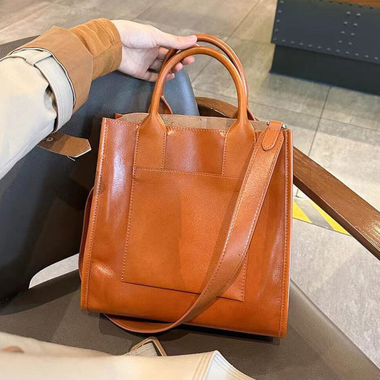 Women's Large Capacity Fashionable Elegant Commuter Genuine Shoulder Bags