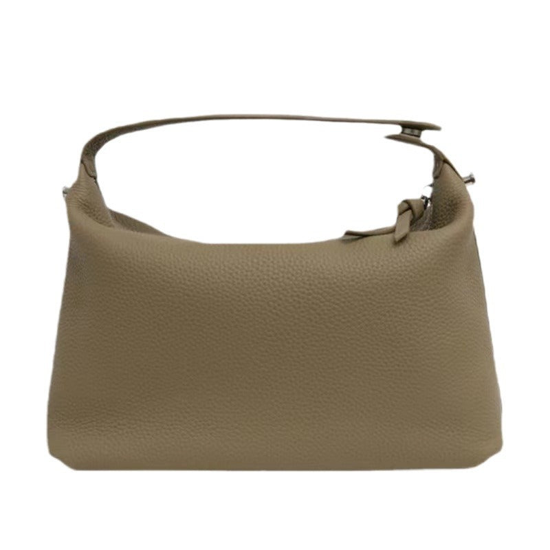 Women's Layer Cowhide Lunch Box Boston Lychee Shoulder Bags