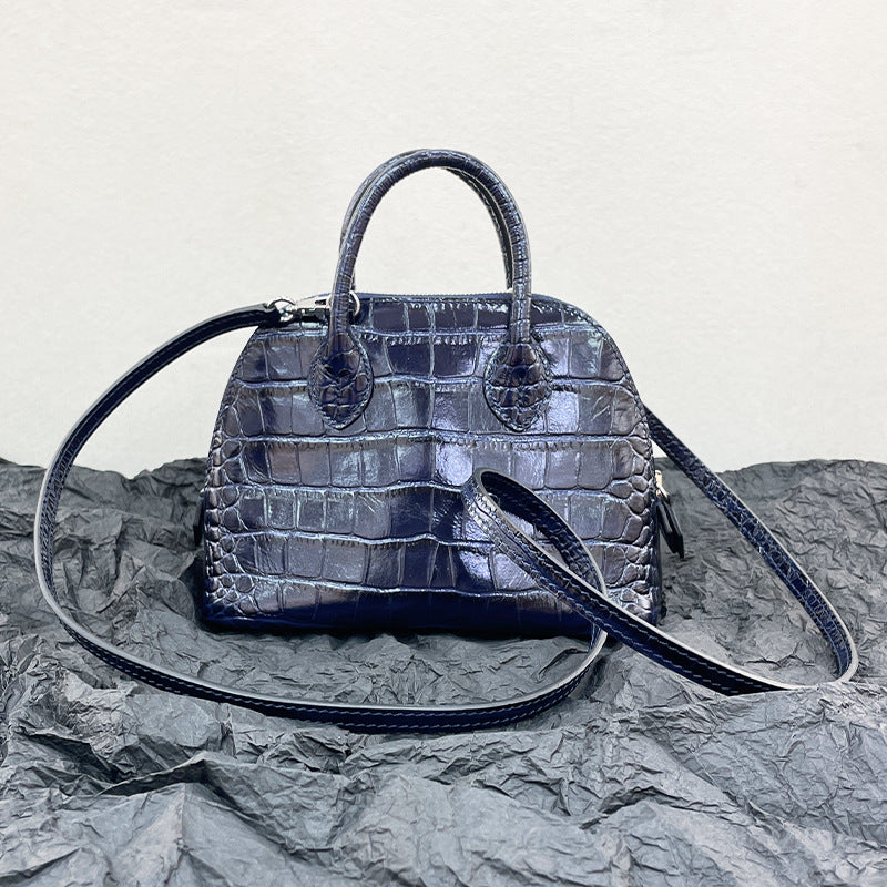 Half Wax Line Cowhide Mini Bowling Little Shell Crossbody Bags