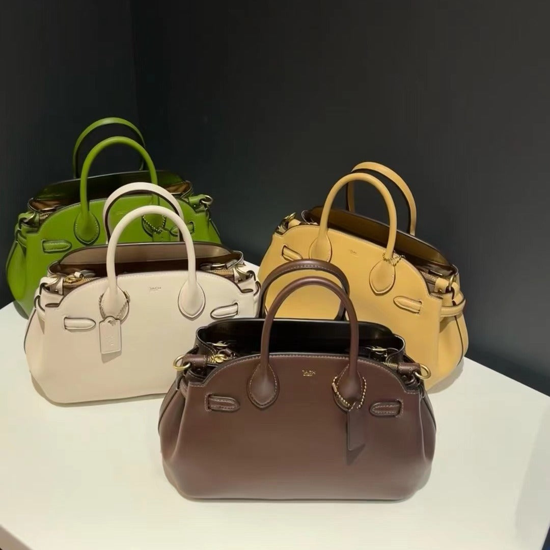 Durable Autumn Portable Caramel Leather Commuter Handbags